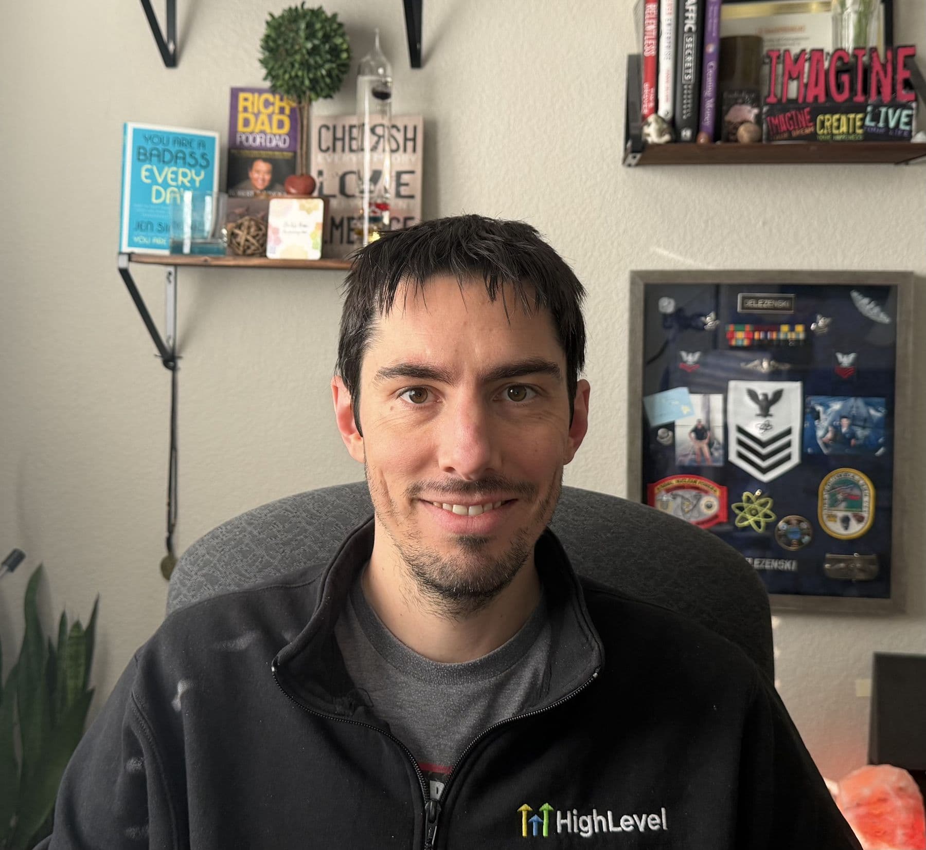 Aaron Delz in his office